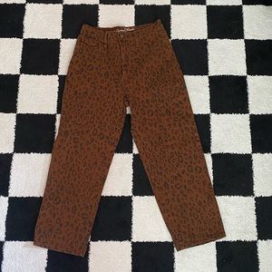 universal thread vintage straight brown leopard print pants